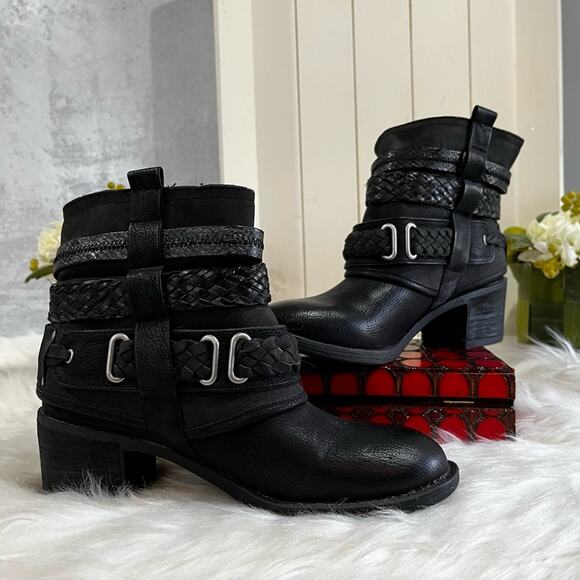 NEW Bull Boxer x Nordstrom Braided Boho Hippie Moto Wrapped Chunky Ankle Boots 6 - Picture 7 of 15